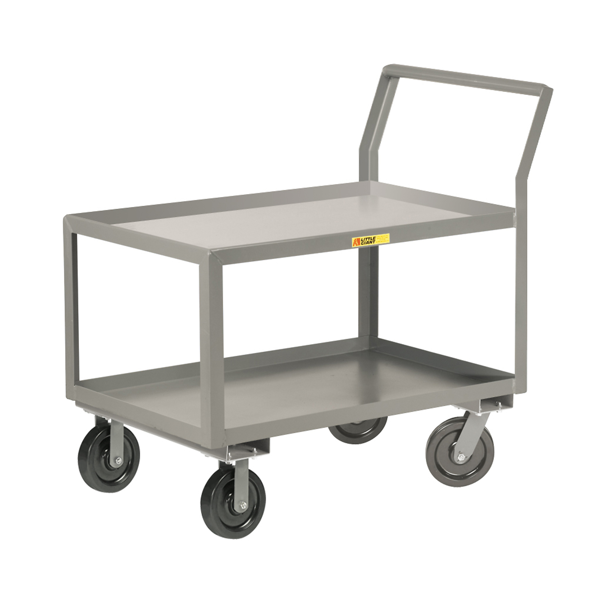 Little Giant Sloped Handle Heavy-Duty Shelf Cart - 24in. x 36in., 3600-Lb. Capacity, 2 Shelves, Carbon Steel, Model# GLK-2436-8PH